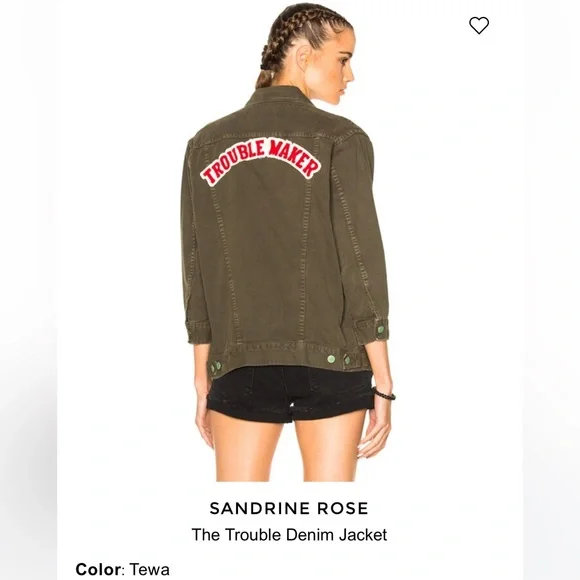 RARE SANDRINE ROSE sz S “troublemaker/girl gang” button front jacket 3/4 sleeves - Picture 1 of 12